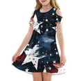 thumbnail image 1 of Abcomgle Independence Day Dress for Girls Stars and Stripes Graphic 4th Of July Dresses Casual A-Line Cold Shoulder Tank Dresses Cute Fashion Patriotic Skirt for Kids Girls 7-8 Years, 1 of 4