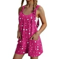 thumbnail image 1 of Abcomgle Jumpsuit Shorts for Girls Sleeveless Adjustable Strap Short Jumpsuits Kids Polka Dot Linen Summer Clothes for Girls Summer Clothes with Pockets 13-14 Years,Hot Pink, 1 of 5