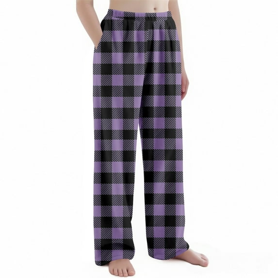 Abcomgle Kids Flannel Pajamas Boys Fleece Plaid Girls Pajama Pants Fall Elastic Waist Pj Bottoms Cotton Girls Lounge Pants with Pockets
