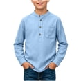 thumbnail image 1 of Abcomgle Kids Long Sleeve Shirt Boys 10-12 Henley Winter Shirts for Kids Boys Button Up Basic Boys Tops Cotton Lightweight Linen Boys Tee Tops, 1 of 4