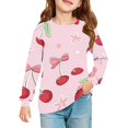 thumbnail image 1 of Abcomgle Kids Long Sleeve Shirt Girls 7-8 Casual Cherry Graphic Crewneck Shirts for Kids Girls Fall Basic Top for Girls Trendy Girls Tunic Tops with Pocket, 1 of 5