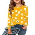 thumbnail image 1 of Abcomgle Kids Long Sleeve Shirt Girls 7-8 Crewneck Winter T Shirts for Girls Trendy Basic Top for Girls Cute Daisy Flower Print Girls Blouses 11-12 Years,Army Green, 1 of 6