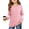 thumbnail image 1 of Abcomgle Kids Long Sleeve Shirt Girls 7-8 Loose Striped Color Block Crewneck Shirts for Girls Winter Basic Top for Girls Cute Girls Sweatshirts, 1 of 1