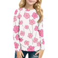 thumbnail image 1 of Abcomgle Kids Long Sleeve Shirt Girls 7-8 Trendy Floral Print Crewneck Tee for Girls Fall Basic Top for Girls Trendy Girls Sweatshirts, 1 of 5