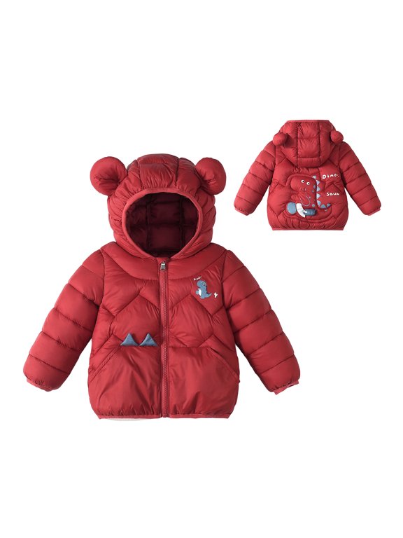 Kids Puffer Jacket Girls Cute Bear Ears Hooded Puffer Jacket Kids Lightweight Puffer Padded Winter Jacket for Toddler Boys Winter Warm Toddler Puffer Coat
