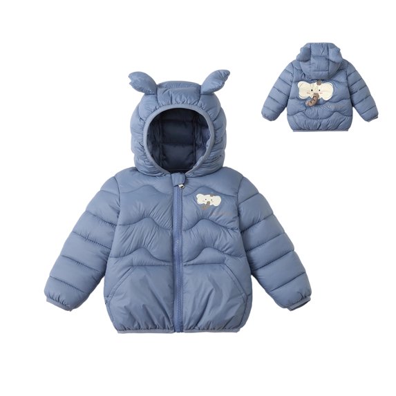 Abcomgle Kids Puffer Jacket Girls Cute Elephant Ears Hooded Infant Outerwear Lightweight Puffer Padded Light Jacket for Boys Winter Warm Winter Coats for Boys