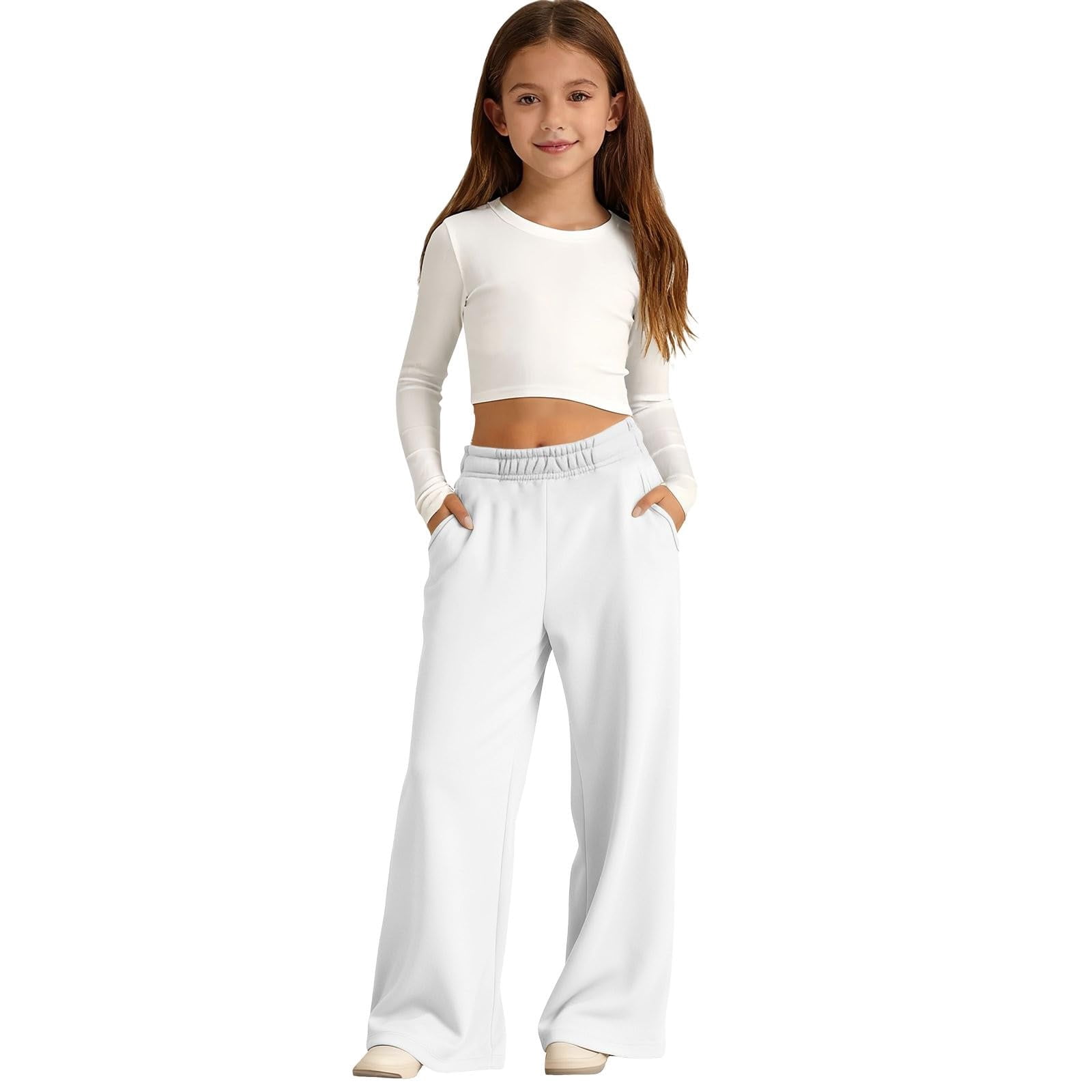 Abcomgle Kids Sweatpants Girls Baggy High Waisted Wide Leg Pants for ...