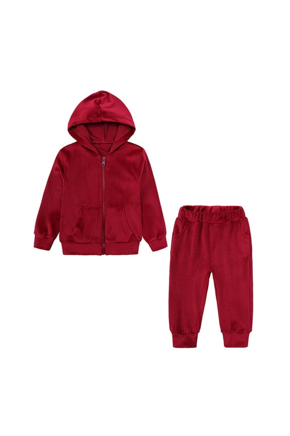 Kids Sweatsuit Set Velour Full Zip Long Sleeve Sweatshirts and Fluffy Sweatpants Casual Kids Tracksuit Girls,13-14 Years Wine