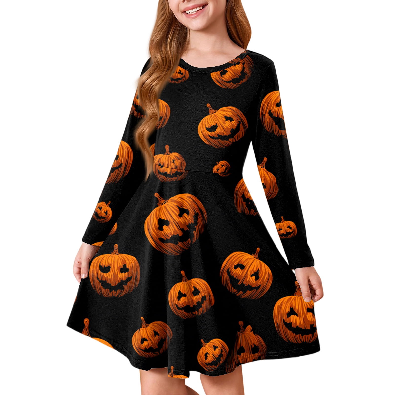 halloween shirt dress Orange Jack'o'lantern T-shirt Dress: Spooky Halloween Goth Clothing