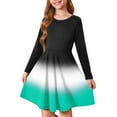 thumbnail image 1 of Abcomgle Long Sleeve Dress for Girls 7-8 Casual A-Line Fall Girls T-Shirt Dresses Gradient Crew Neck Girls Skater Dress Summer Swing Dresses for 4-14t Kids 13-14 Years,Mint Green, 1 of 5