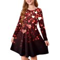 thumbnail image 1 of Abcomgle Long Sleeve Dress Girls 7-8 Love Heart Valentines Dresses for Girls Cute A-Line Long Sleeve T Shirt Dresses for Girls Cute Crewneck Swing Dress Outfits,, 1 of 4