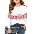 thumbnail image 1 of Abcomgle Long Sleeve Shirts for Girls 10-12 Casual Floral Print Crewneck T-Shirts for Girls Fall Basic Girls Tops Cotton Girls Sweatshirts 7-8 Years,Pink, 1 of 6