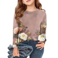 thumbnail image 1 of Abcomgle Long Sleeve Shirts for Girls 10-12 Crewneck Winter Shirts for Kids Girls Casual Basic Girls Tops Trendy Vintage Floral Print Girls Blouses,10-11Years,Pink, 1 of 5