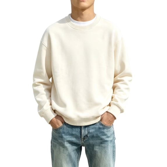 Abcomgle Long Sleeve Shirts for Boys 10-12 Crewneck Fall Tshirts for Boys Soft Basic Top for Boys Soft Solid Boys Sweatshirts