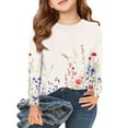 thumbnail image 1 of Abcomgle Long Sleeve T Shirts for Girls 10-12 Casual Floral Print Crewneck Tee for Girls Fall Basic Top for Girls Loose Blouses for Girls 4-5 Years,Beige, 1 of 6