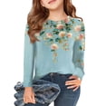 thumbnail image 1 of Abcomgle Long Sleeve T Shirts for Girls 10-12 Casual Vintage Floral Print Crewneck Tshirts for Girls Winter Basic Top for Girls Loose Girls Sweatshirts,8-9Years,Sky Blue, 1 of 5