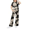 thumbnail image 1 of Abcomgle Lounge Sets for Girls 10-12 Girls 2 Piece Outfits Vintage Floral Print Short Sleeve Tshirts and Wide Leg Pants Set Cute Casual Girls Lounge Set,11-12 Years, 1 of 4
