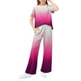 thumbnail image 1 of Abcomgle Lounge Sets for Girls 7-8 Girls Two Piece Outfits Gradient Short Sleeve T Shirts and Wide Leg Pants Set Cute Trendy Girls Sweatsuit,13-14 Years, 1 of 4