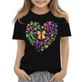 thumbnail image 1 of Abcomgle Mardi Gras Shirts for Girls 5t Carnival Bownot Love Heart T-Shirts for Girls Crewneck Short Sleeve Tshirts for Girls Spring Funny Parade Tee Top Girls, 1 of 4