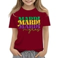 thumbnail image 1 of Abcomgle Mardi Gras Shirts for Girls Size 10-12 Carnival Mardi Gras Shirts for Kids Crewneck Short Sleeve Shirts for Kids Girls Spring Funny Holiday Tee Top Girls, 1 of 3