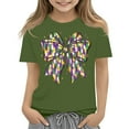 thumbnail image 1 of Abcomgle Mardi Gras Shirts for Girls Size 6-8 Carnival Purple Green Yellow Bow T Shirts for Girls Crewneck Short Sleeve Tee Shirts for Girls Spring Funny Holiday Blouses for Girls, 1 of 4