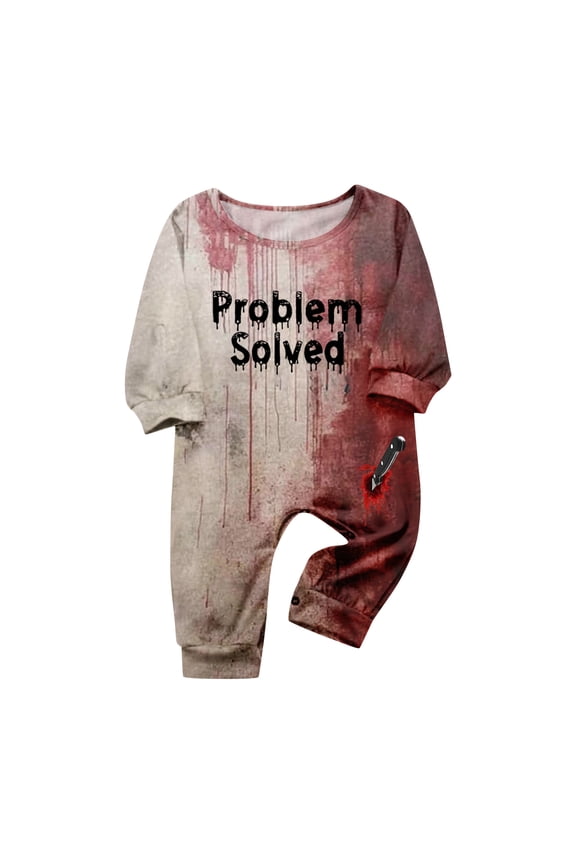 Matching Family Halloween Pajamas Sets Spooky Problem Solved Romper Crewneck Jumpsuit Sleepwear Jammies Long Sleeve Onesie Lounge Sets for Family