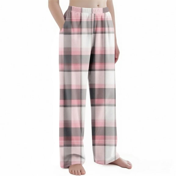 Abcomgle Plaid Pajama Pants 10-12 Fleece Flannel Kids Pajamas Fall Elastic Waist Christmas Pjs for Kids Cute Girls Lounge Pants with Pockets