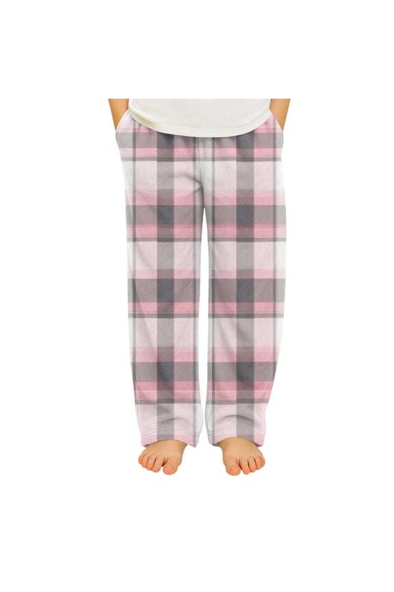 Plaid Pajama Pants 10-12 Fleece Flannel Pajama Pants Boys Winter Elastic Waist Pj Pants for Girls Fuzzy Girls Lounge Pants with Pockets