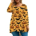 thumbnail image 1 of Abcomgle Plus Size Halloween Shirts for Women 3x Funny Pumpkin Bat Graphic T-Shirts for Women Oversized Crewneck Long Sleeve Tee Top for Women Fall Trendy Womens T-Shirt,4XL, 1 of 4