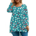 thumbnail image 1 of Abcomgle Plus Size T Shirts for Women Curved Hem Sexy Shirts Long Sleeve Round Neck Vintage Floral Print Print Blouses Summer Casual Tunics Blouses,3XL, 1 of 5