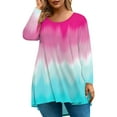 thumbnail image 1 of Abcomgle Plus Size Tops for Women Dressy Summer Going Out Tees Shirt Crew Neck Long Sleeve Tie Dye Print Blouses 4x-5x Casual Tunic Tops,3XL, 1 of 5