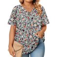 thumbnail image 1 of Abcomgle Plus Size Womens T Shirts for Women Loose Sexy Tunic V Neck Button Down Short Sleeve Vintage Floral Graphic T-Shirt 4x-5x Tunics Blouses,Light Gray L, 1 of 4