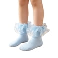 thumbnail image 1 of Abcomgle Ruffle Socks Lace Frilly Ankle Dress Socks For Girls | 1-8 Years Old Princess Growing School Party Outfit Flower Girl Church Socks Light Blue, 1 of 7