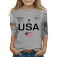 thumbnail image 1 of Abcomgle Shirts for Girls Kids 3/4 Sleeve Patriotic T Shirt 4th Of July Tops Crew Neck USA Flag Graphic T-Shirt Independent Day Shirts,Gray,12-13Years, 1 of 4