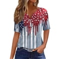 thumbnail image 1 of Abcomgle Short Sleeve Shirts for Women 4th Of July Patriotic Shirts Short Sleeve Button V Neck T-Shirt American Flag Graphic Independent Day Tees,Light Gray S, 1 of 4
