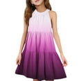 thumbnail image 1 of Abcomgle Summer Dress for Girls 10-12 Casual Halter Neck Sleeveless Girls Dresses Gradient A-line Sundresses Basic Swing Dresses 7-8 Years,Purple Pink, 1 of 7