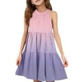 thumbnail image 1 of Abcomgle Summer Dress for Girls 14-16 Casual Halter Neck Sleeveless Girls Dresses Gradient A-line Sundresses Flare Swing Dresses 3-4 Years,Light Purple, 1 of 7