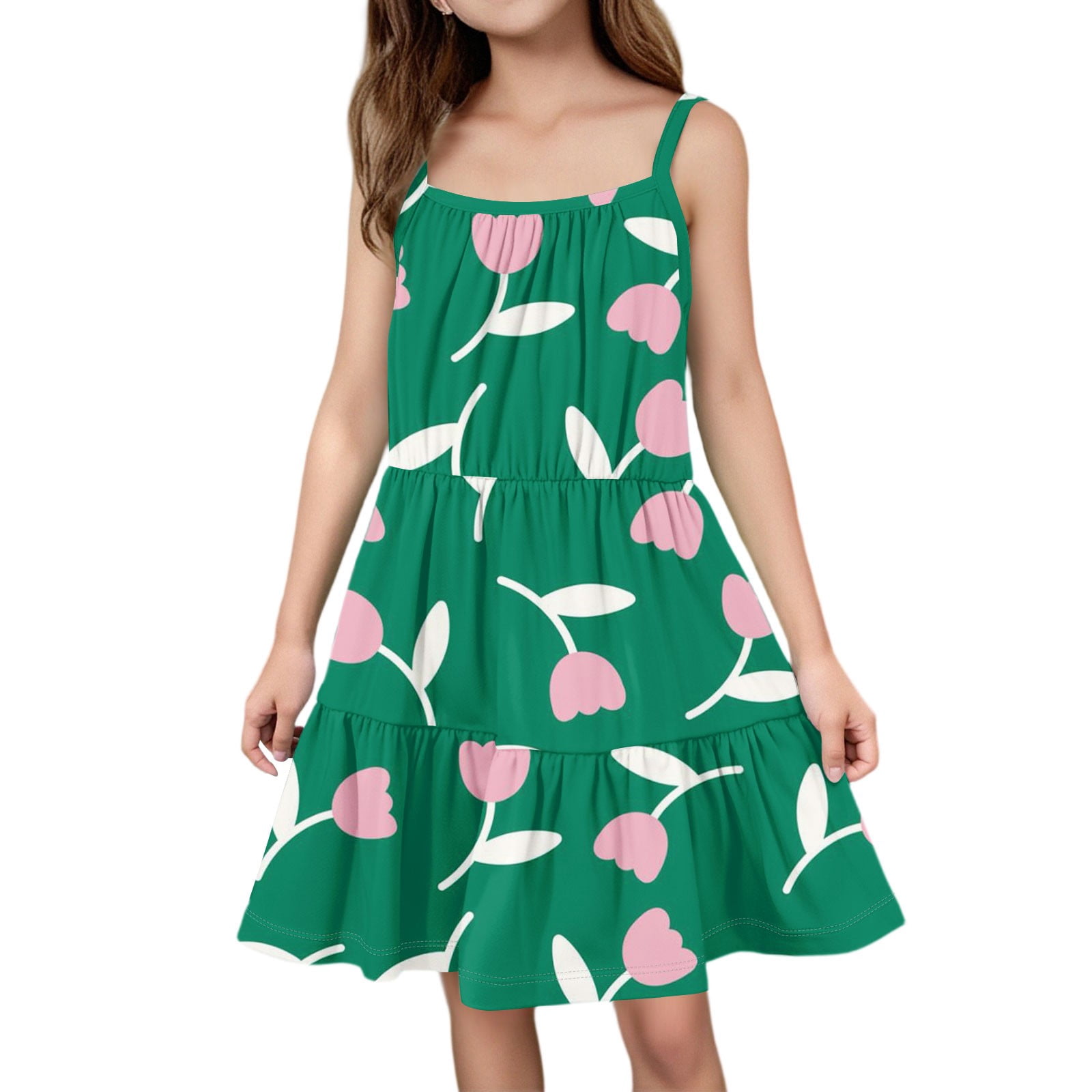 Abcomgle Summer Dress for Girls 14-16 Casual Spaghetti Strap Sleeveless ...
