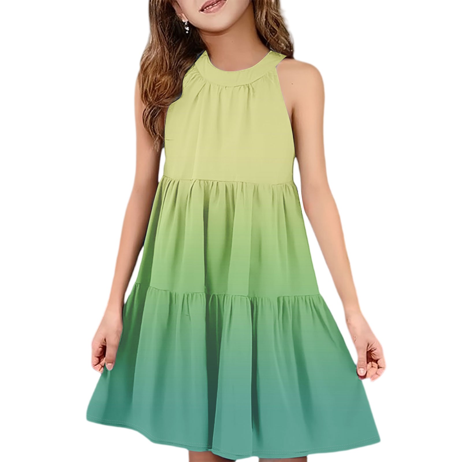 Abcomgle Summer Dress for Girls 14-16 Casual Halter Neck Sleeveless ...