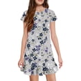 thumbnail image 1 of Abcomgle Summer Dresses for Girls 10-12 Casual A-Line Short Sleeve Midi Dress Vintage Floral Print Loose Ruffle Hem Swing Sundresses with Pockets for 4-14t Kids, 1 of 4