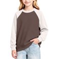 thumbnail image 1 of Abcomgle Sweatshirts for Girls 10-12 Cute Crewneck Raglan Long Sleeve Girls Pullover Sweatshirt Drop Shoulder Colorblock Shirt for Teen Girls Fall Clothes for Tween Girls, 1 of 4
