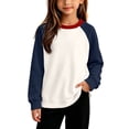 thumbnail image 1 of Abcomgle Sweatshirts for Girls 10-12 Loose Colorblock Raglan Long Sleeve Girls Pullover Top Cotton Crewneck Sweaters for Girls 10-12 Y2K Winter School Clothes for Teen Girls, 1 of 5