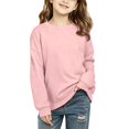 thumbnail image 1 of Abcomgle Sweatshirts for Girls 7-8 Cute Crewneck Long Sleeve Girls Pullover Sweatshirt Drop Shoulder Solid Color Shirt for Teen Girls Cotton Fall School Clothes for Teen Girls, 1 of 5