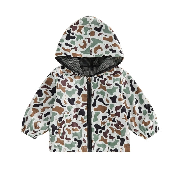 Abcomgle Toddler Baby Boy Camo Hoodie Windbreaker Zip Up Long Sleeve Hooded Camouflage Jacket Coat Kids Hunting Clothes,Cyan