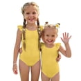 thumbnail image 1 of Abcomgle Toddler Girl Swimsuit 4t Solid One Piece Little Girls Swimsuit Ruffled Stretchy Girls Bathing Suit, 1 of 7