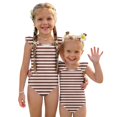 thumbnail image 1 of Abcomgle Toddler Girl Swimsuit 5t Striped One Piece Girls Swimsuit Ruffled Stretchy Swimwear for Girls, 1 of 7