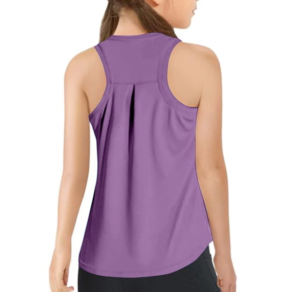 Abcomgle Toddler Girl Tank Tops Summer Racerback Sleeveless Toddler Tank Tops Girls Athletic Solid Workout Shirts for Girls
