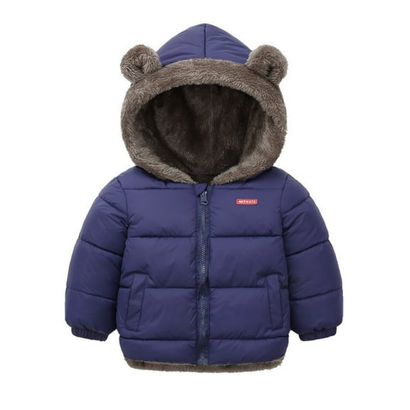 Abcomgle Toddler Girl Winter Coat 5t Cute Bear Ears Hooded Puffer Jacket Kids Fleece Lined Puffer Padded Light Jacket for Boys Winter Warm Winter Coats for Boys,100,Navy