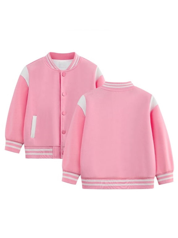 Girls Varsity Jacket Kids Letterman Baseball Jacket Lightweight Colorblock Bomber Jackets for Boys Casual Sports Varsity Jacket Kids with Pocket
