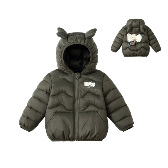 Abcomgle Toddler Winter Coat Lightweight Puffer Padded Baby Jacket Cute Elephant Ears Hooded Infant Puffer Coat Winter Warm Baby Girls' Outerwear Jackets & Coats